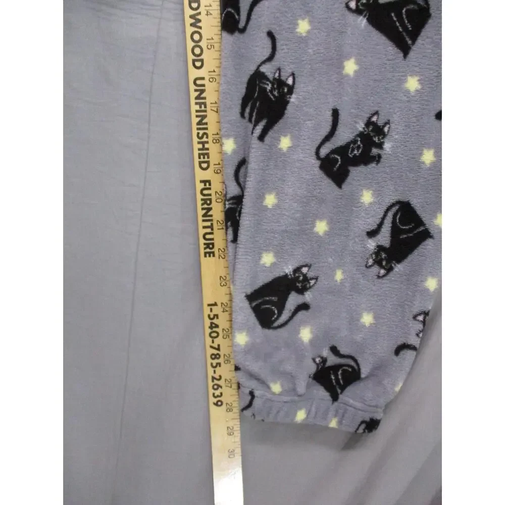 Weekend Edition NWT Gray Cat Print Cozy Elastic Cuff‎ Pajama Pants Unisex Size M